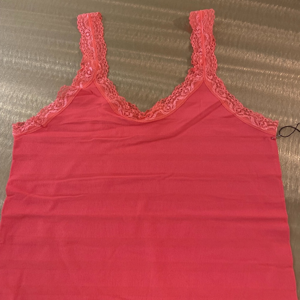 Red Lace Trimmed Tank Top